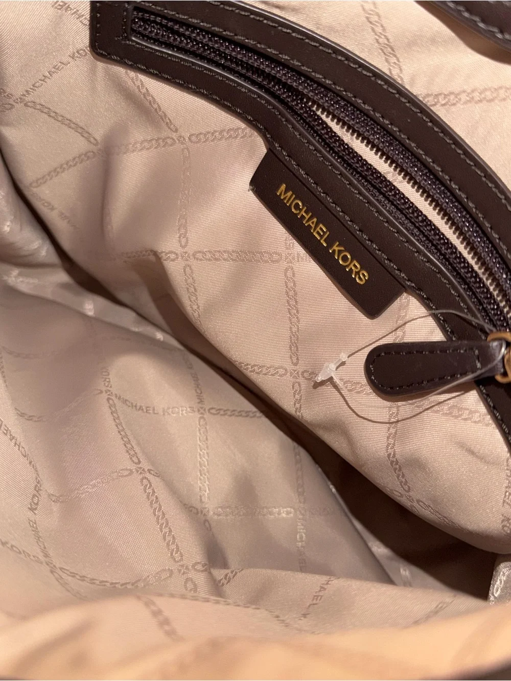 Michael Kors Brown Pebbled Leather Crossbody Bag Tan Signature Strap